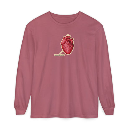 Remember You Will Die Retro Medical Textbook Heart Design | Orthodox Christian Long Sleeve Shirt