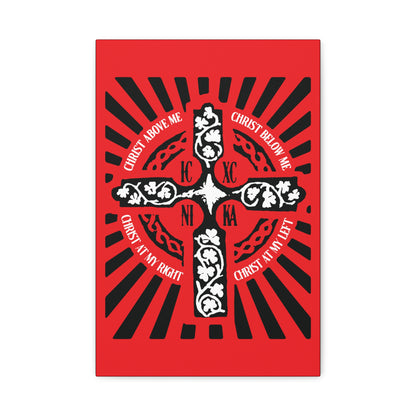 Red ICXC NIKA Enniskillen Celtic Cross | Lorica of St. Patrick | Shield Prayer | Orthodox Christian Canvas Art