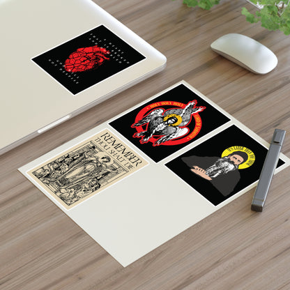 Bestseller Orthodox Sticker Mix No. 4 on a desk with laptop, mouse, pen, and plant.