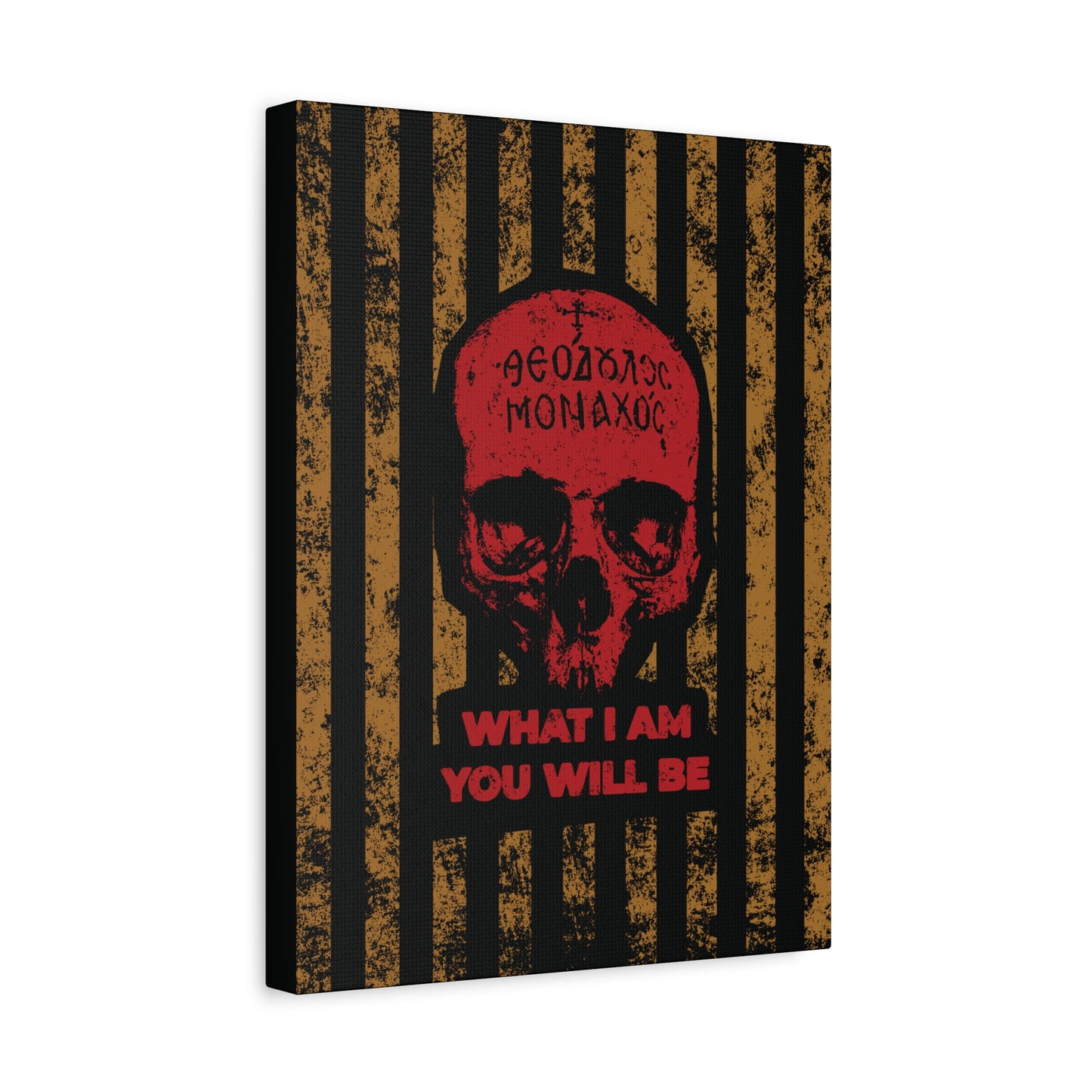 What I Am You Will Be | Memento Mori | Remembrance of Death | Mt Athos Monk Skull | Ascetic Ethos | Christian Canvas Art
