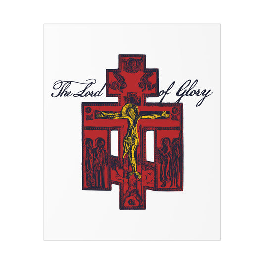 The Lord of Glory | Russian Golgotha Crucifix IconoGraphic (White BG) | 1 Corinthians 2:8 | Orthodox Christian Art Poster