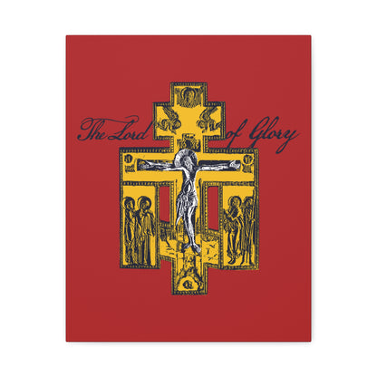 The Lord of Glory | Russian Golgotha Crucifix IconoGraphic (Red BG) | 1 Corinthians 2:8 | Orthodox Christian Canvas Art