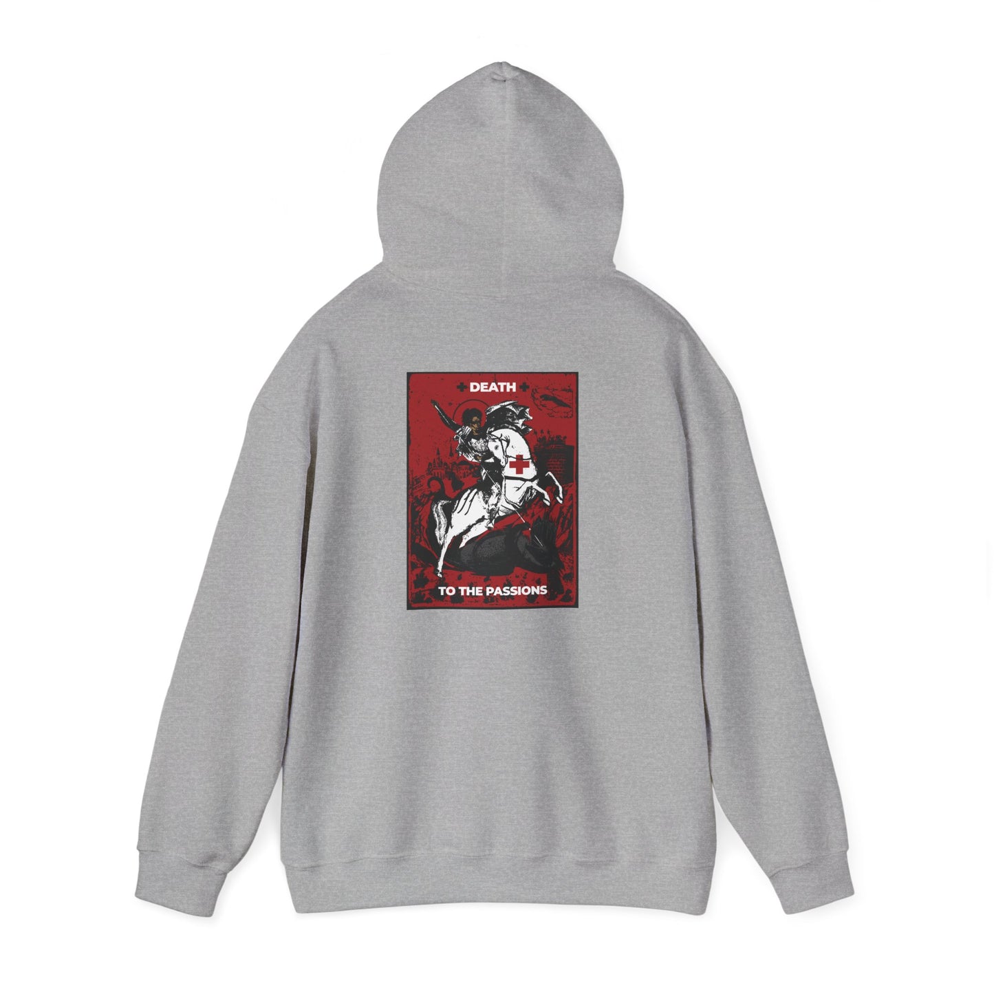 St George Slaying the Dragon | Cross on Front Left Breast | Death to the Passions | Ascetic Orthodox Christianity | Double-Sided Unisex Hoodie