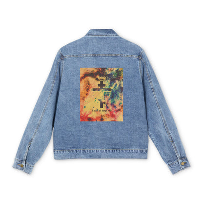Behold, I Make All Things New (Revelation 21:5) | Cosmic Orthodox Cross On Inverted Starfield | Second Coming | Orthodox Christian Blue Denim Jacket