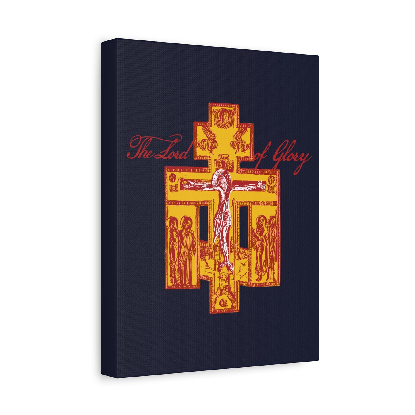 The Lord of Glory | Russian Golgotha Crucifix IconoGraphic (Blue BG) | 1 Corinthians 2:8 | Orthodox Christian Canvas Art