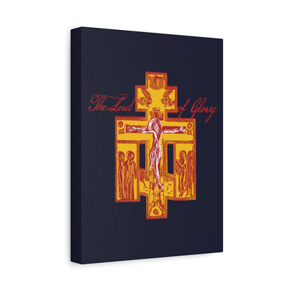 The Lord of Glory | Russian Golgotha Crucifix IconoGraphic (Blue BG) | 1 Corinthians 2:8 | Orthodox Christian Canvas Art