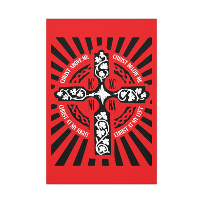 Red ICXC NIKA Enniskillen Celtic Cross | Lorica of St. Patrick | Shield Prayer | Orthodox Christian Canvas Art