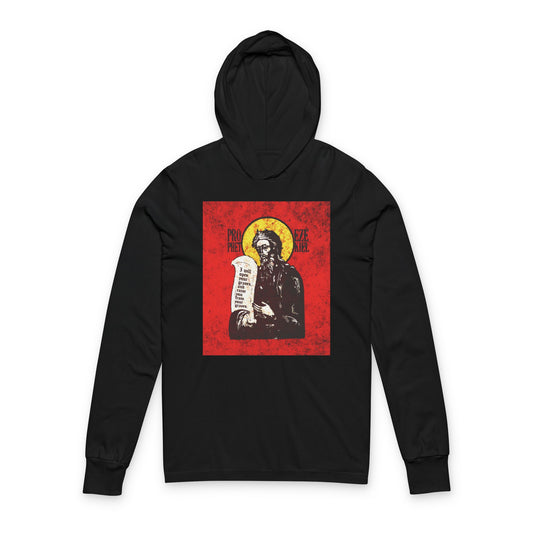 Prophet Ezekiel IconoGraphic | Textured, High Contrast Bright Red and Yellow Design | Old Testament | Orthodox Long Sleeve Hooded Shirt