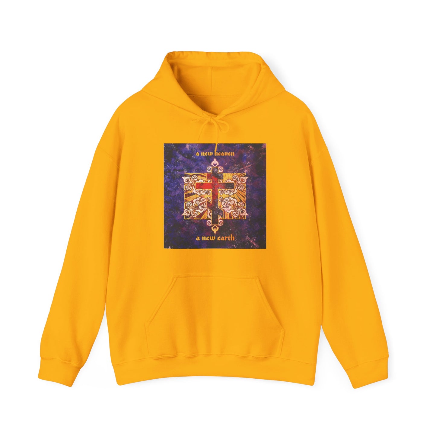 A New Heaven/A New Earth | Red Orthodox Cross on Textured Ornate Background | Orthodox Christian Hoodie