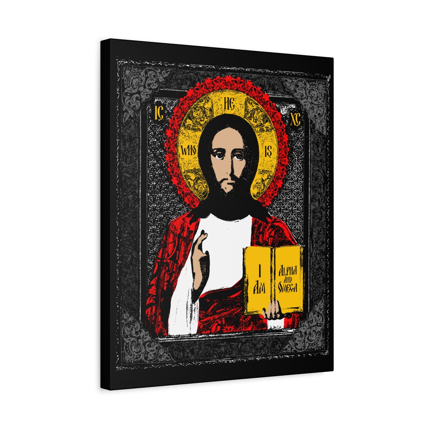 Christ Pantocrator Icono-Graphic | He-Who-Is | I Am the Alpha and Omega | Ancient Icon Graphic Design | Orthodox Christian Canvas Art