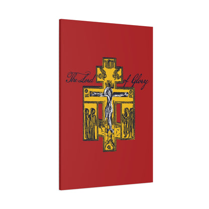 The Lord of Glory | Russian Golgotha Crucifix IconoGraphic (Red BG) | 1 Corinthians 2:8 | Orthodox Christian Canvas Art