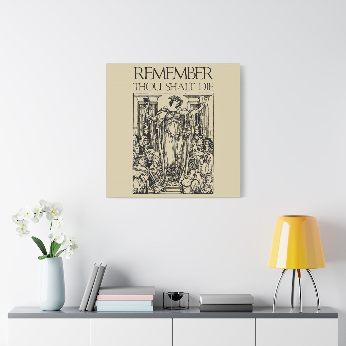 Remember You Will Die Shakespearean Design | Memento Mori | Classic Woodcut Illustration Aesthetic | Christian Wall Art