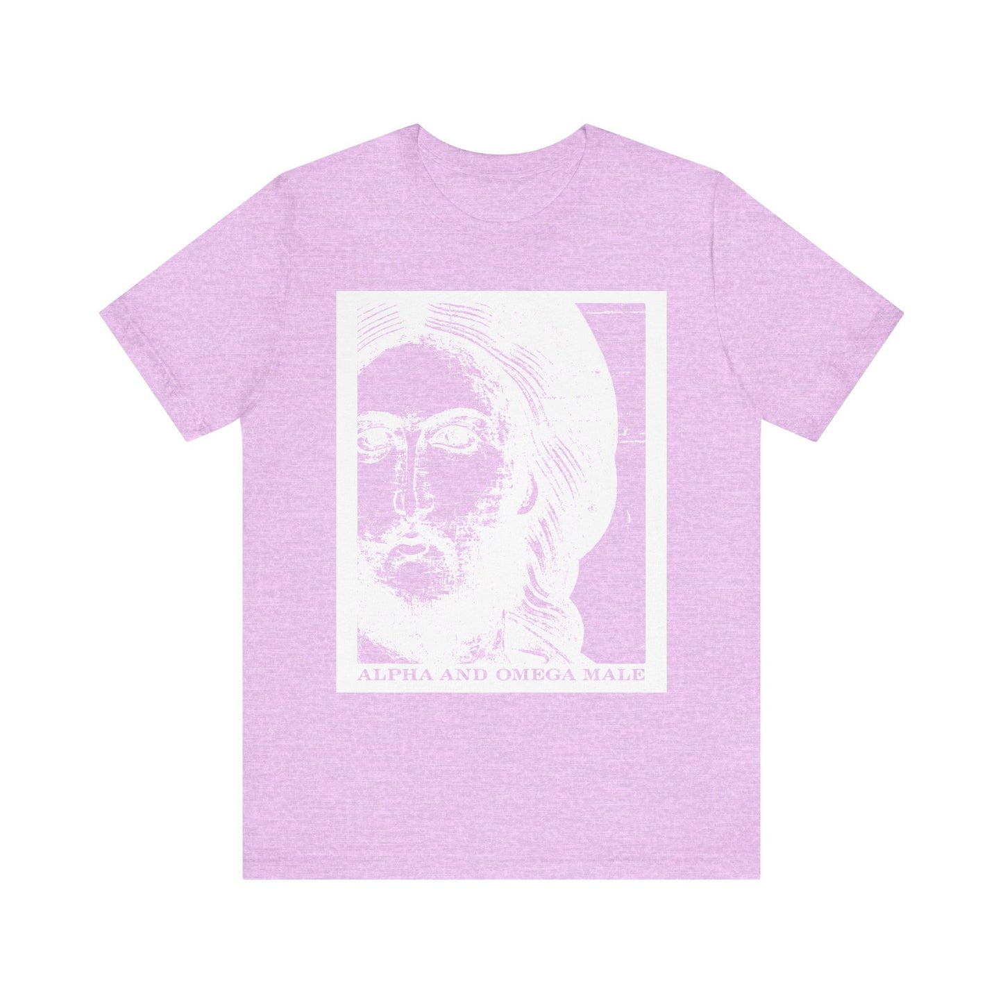 Alpha & Omega Male | Jesus Christ Icono-Graphic Photonegative | I am the Beginning & the End (Rev 22) | Lightweight Cotton Unisex T-Shirt