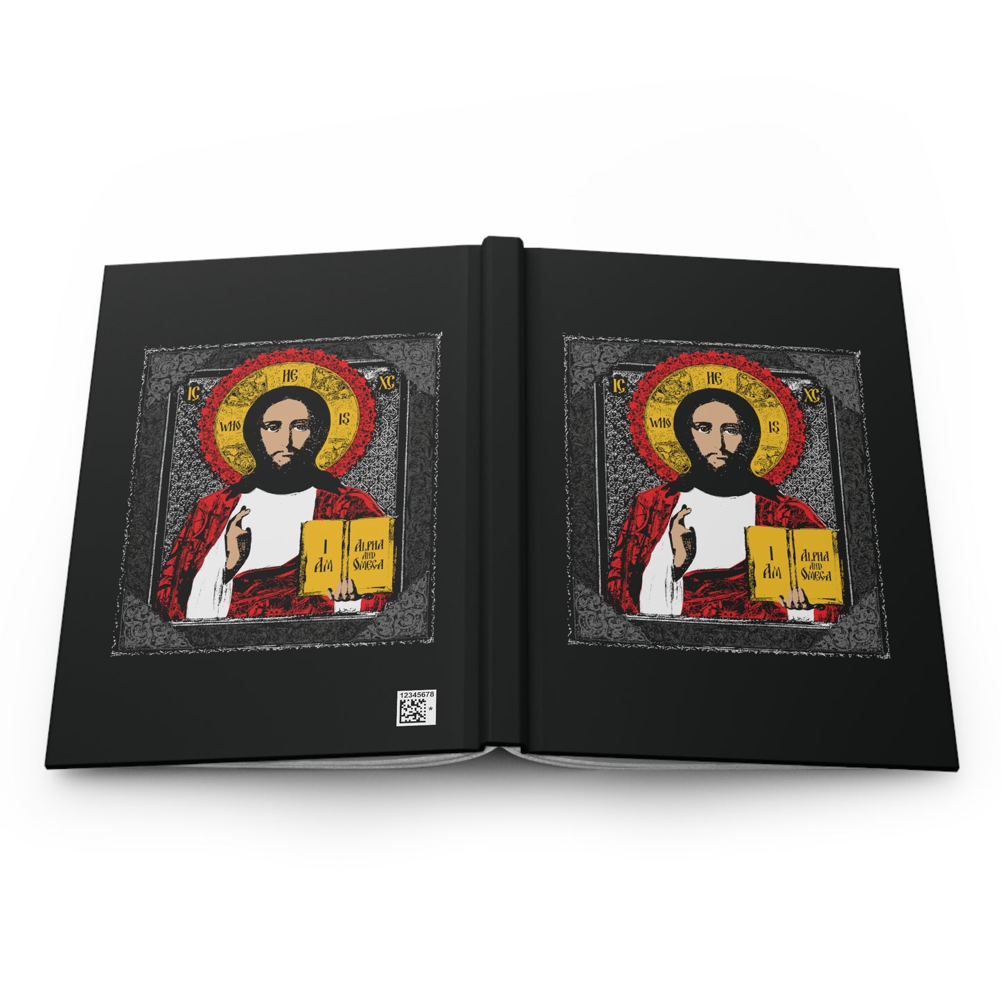 Christ Pantocrator IconoGraphic No. 1 (Alpha and Omega) | Orthodox Christian Accessory | Hardcover Journal