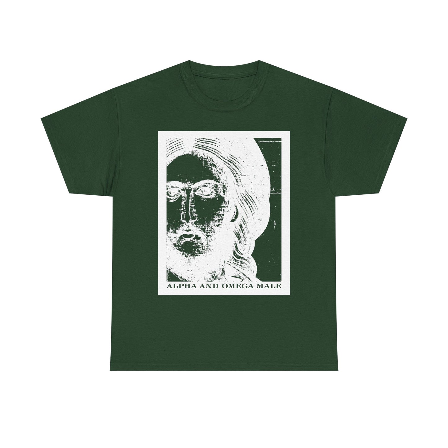 Alpha & Omega Male | Jesus Christ Icono-Graphic Photonegative | I am the Beginning & the End (Rev 22) | Midweight Cotton Unisex T-Shirt