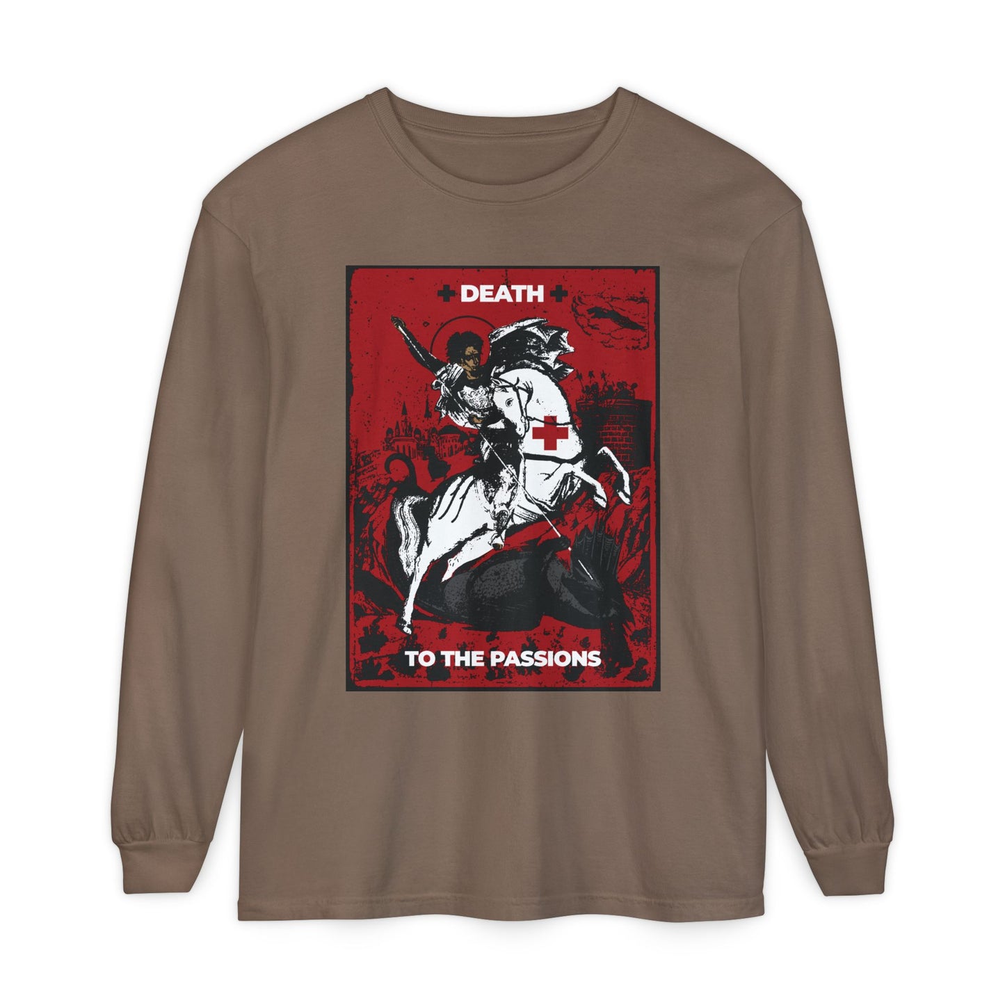 St George Slaying the Dragon | Death to the Passions | Unseen Warfare | Ascetic Orthodox Christianity | Heavy Cotton Long Sleeve T-Shirt