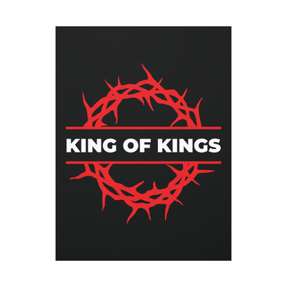 The "King of Kings Crown of Thorns | The King of Glory | Christ is King | Revelation 19:16" canvas art features a red crown of thorns and bold white KING OF KINGS text on black, inspired by Revelation 19:16.