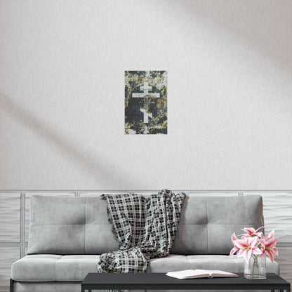 Behold, I Make All Things New | Revelation 21:5 | Cosmic Textured Orthodox Cross | Parousia | Orthodox Christian Art Poster