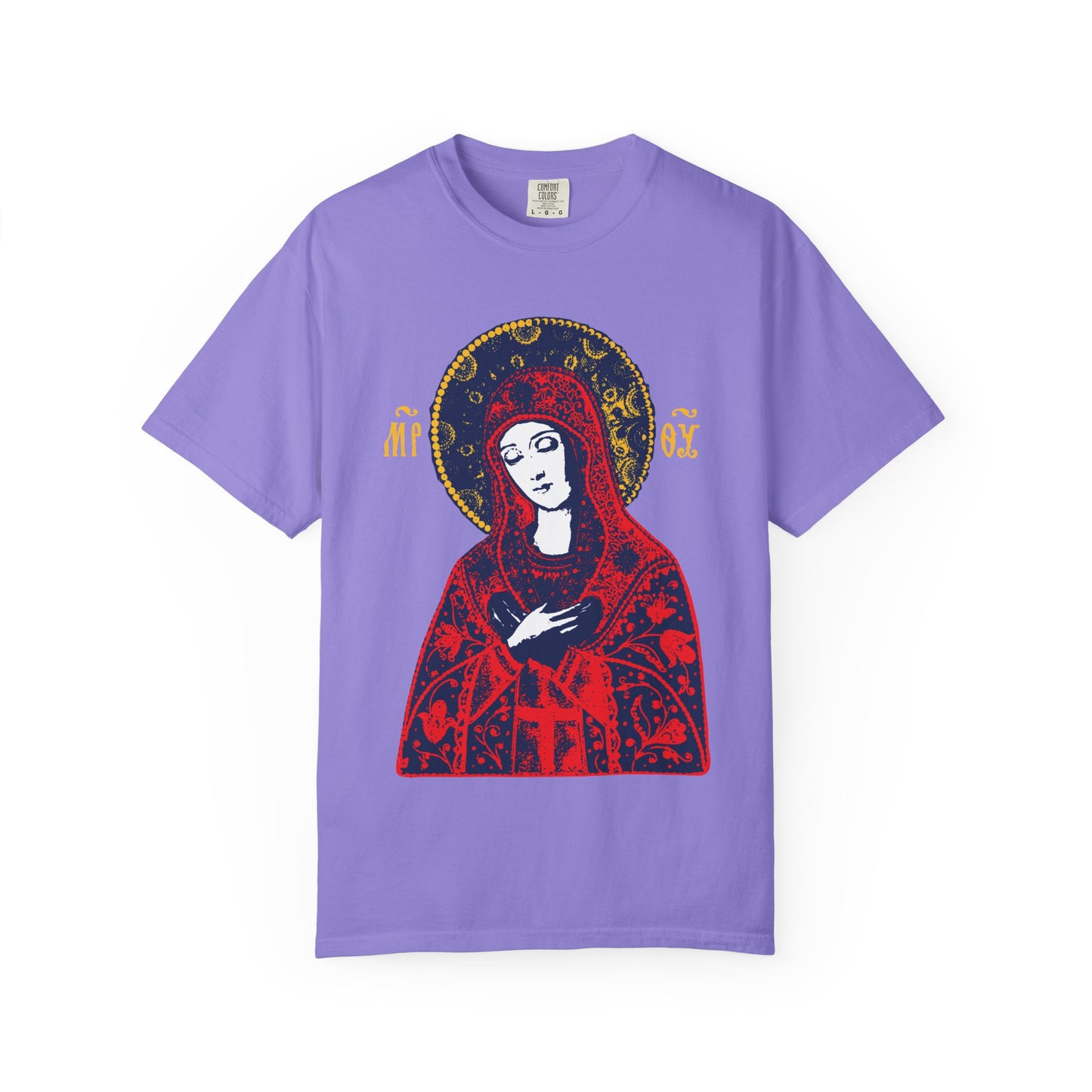 Joy of All Joys Tenderness Theotokos Iconographic Based on Traditional Orthodox Iconography | Christian Heavyweight Cotton Unisex T-Shirt