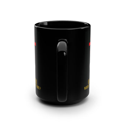 O Death Where is Thy Victory? (1 Corinthians 15:55) | Cross Stabbing Skull | Yellow Text | Orthodox Christian 15oz Black Mug