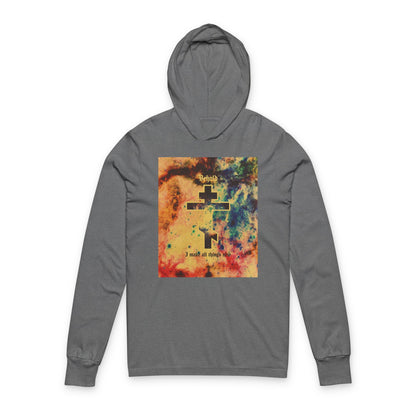 Behold, I Make All Things New (Revelation 21:5) | Cosmic Orthodox Cross On Inverted Starfield | Second Coming | Orthodox Long Sleeve Hooded Shirt