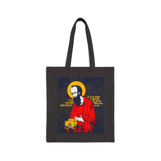 St Paul Holding Gospel Iconographic | I am crucified with Christ (Galatians 2:20) | Orthodox Christian Tote Bag