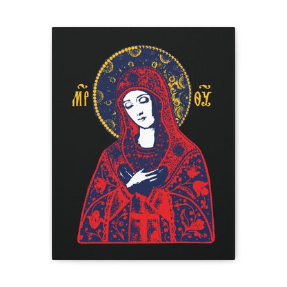 Joy of All Joys Tenderness Theotokos Iconographic Based on Traditional Orthodox Iconography | Red Design | Orthodox Christian Canvas Art