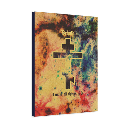 Behold, I Make All Things New (Revelation 21:5) | Cosmic Orthodox Cross On Inverted Starfield | Second Coming | Orthodox Christian Canvas Art