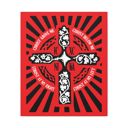 Red ICXC NIKA Enniskillen Celtic Cross | Lorica of St. Patrick | Shield Prayer | Orthodox Christian Canvas Art