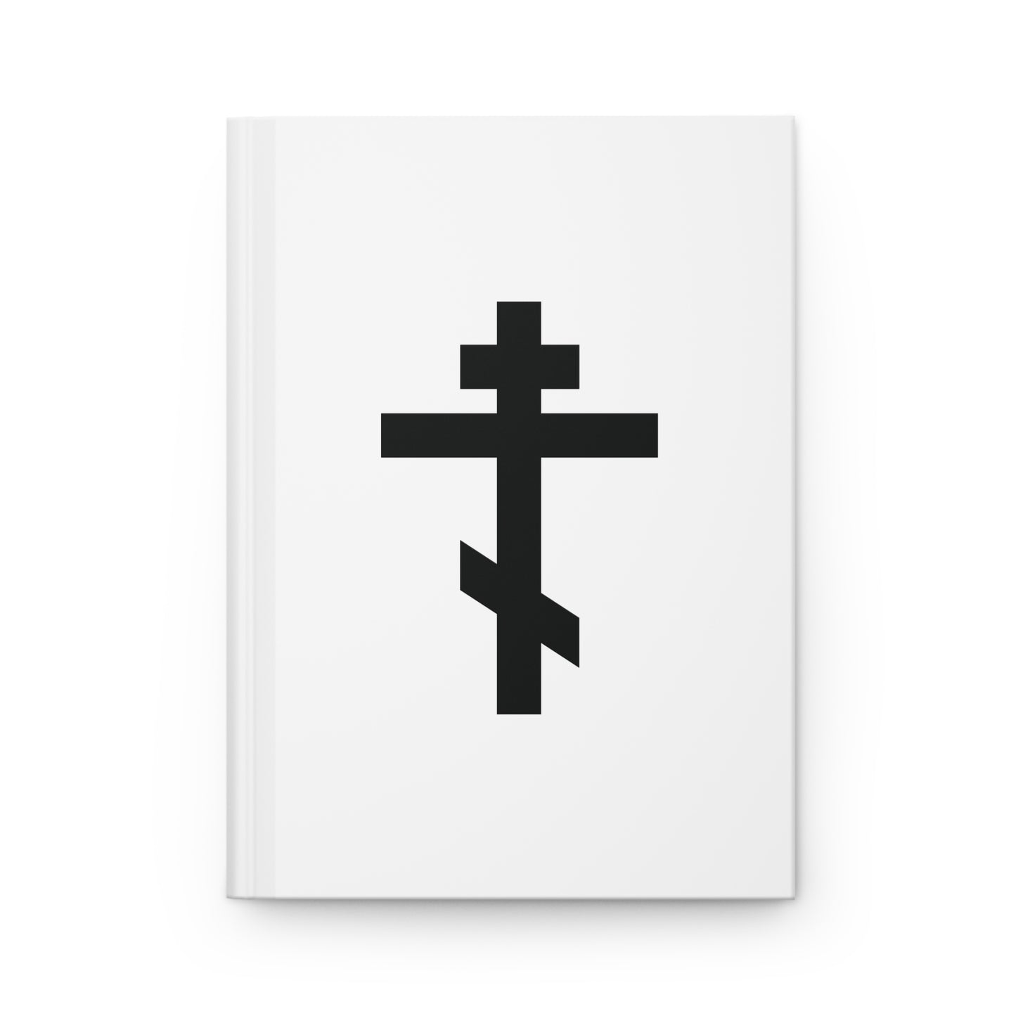 Black Orthodox Cross White Background | Behold, the Tree of the Cross revered by all, now draweth near | Orthodox Hardcover Journal