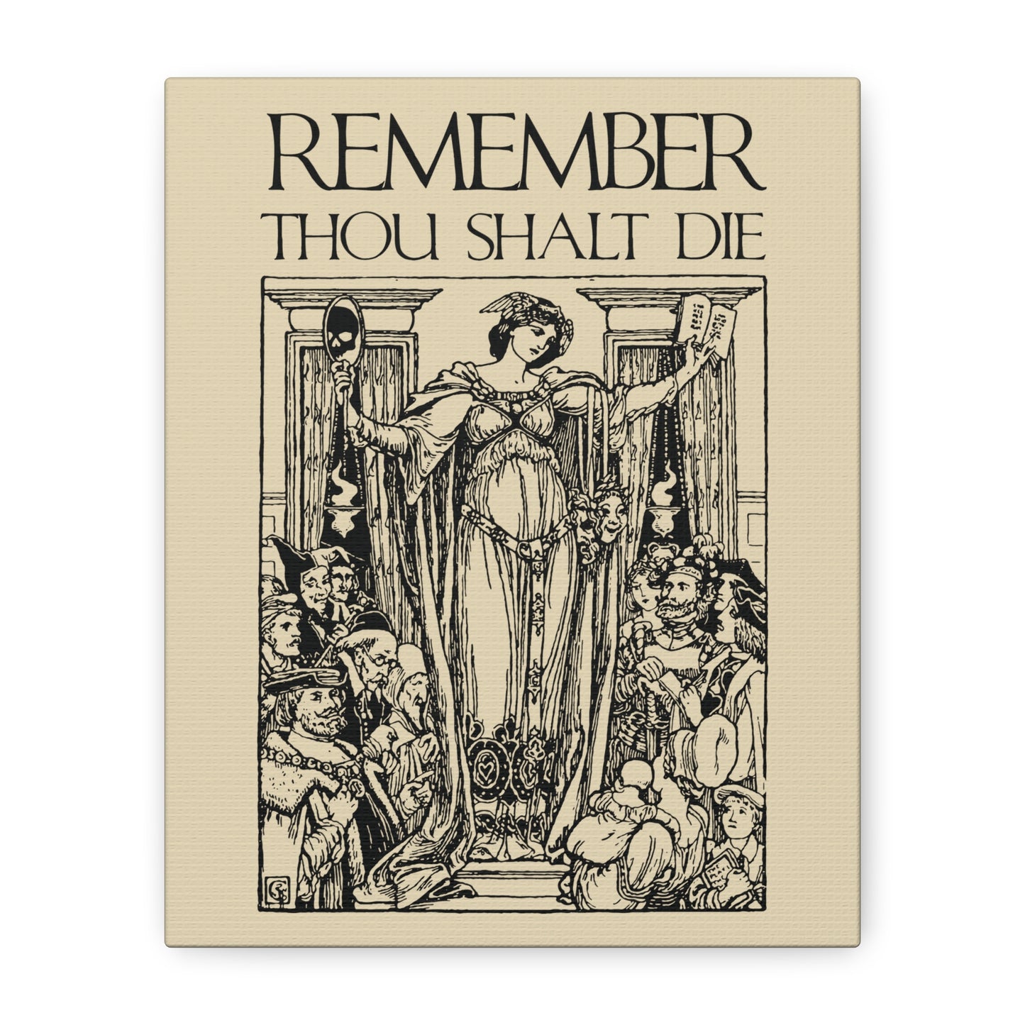 Remember You Will Die Shakespearean Design | Memento Mori | Classic Woodcut Illustration Aesthetic | Christian Wall Art