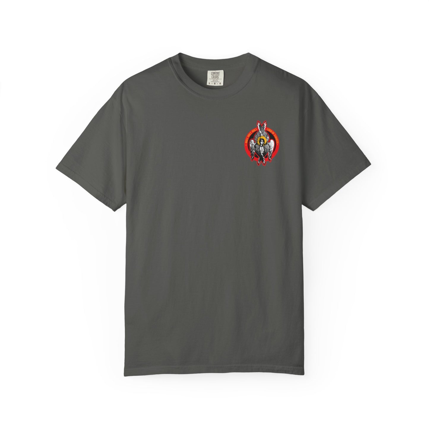 Holy Holy Holy Seraphim Angel Icono-Graphic (Small Design) | Heavenly Hosts of God | Divine Council | Heavyweight Cotton Orthodox Unisex Tee