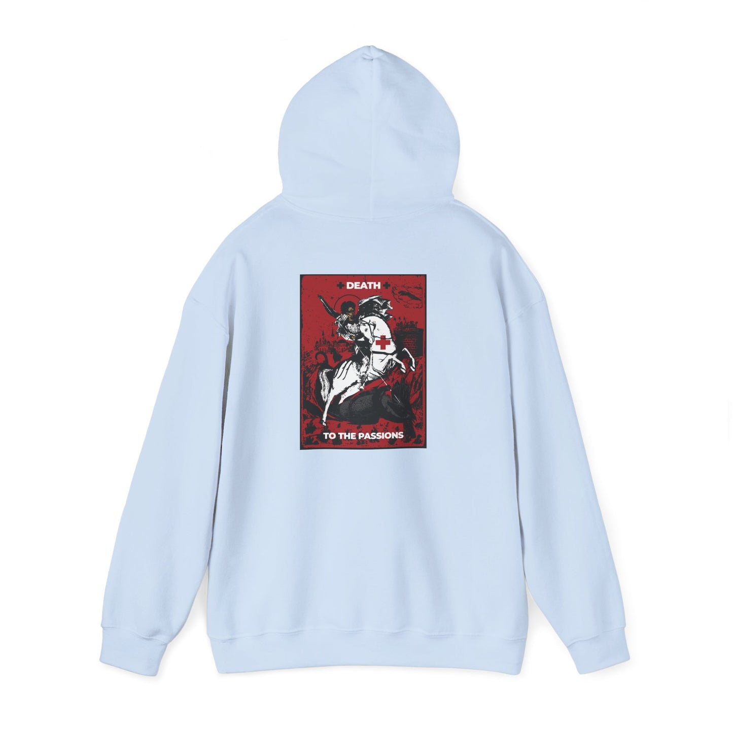 St George Slaying the Dragon | Cross on Front Left Breast | Death to the Passions | Ascetic Orthodox Christianity | Double-Sided Unisex Hoodie