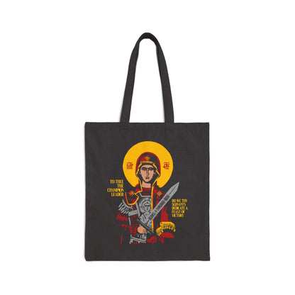 To Thee the Champion Leader | Mother of God | Theotokos with Sword IconoGraphic | Orthodox Christian Tote Bag