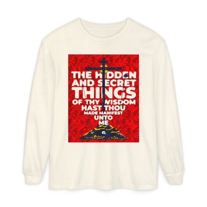 The Hidden and Secret Things of Thy Wisdom (Psalm 50/51) | Golgotha Cross | Skull of Adam | Orthodox Christian Long Sleeve Shirt
