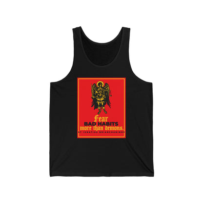 Fear Bad Habits More Than Demons (St Ignatius Brianchaninov) No. 1 | Orthodox Christian Jersey Tank Top / Sleeveless Shirt