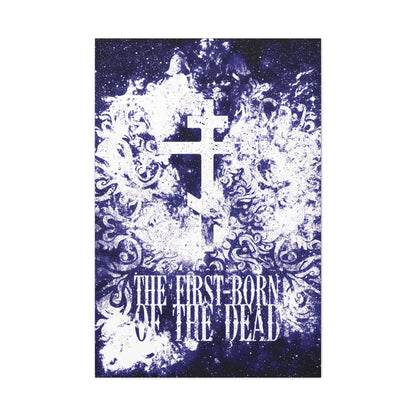 The First-Born of the Dead | Glowing White & Blue Textured Cosmic Orthodox Cross | Resurrection & Apocalypse | Christian Canvas Art