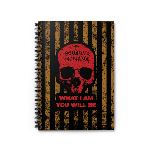 What I Am You Will Be | Memento Mori | Remembrance of Death | Mt Athos Monk Skull | Ascetic Ethos | Orthodox Spiral Notebook