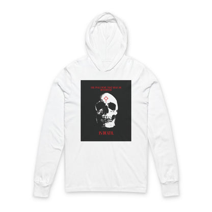 The Final Enemy That Shall Be Destroyed (1 Cor 15:26) | Skull in Crosshairs | Gothic Style Orthodox Long Sleeve Hooded Shirt