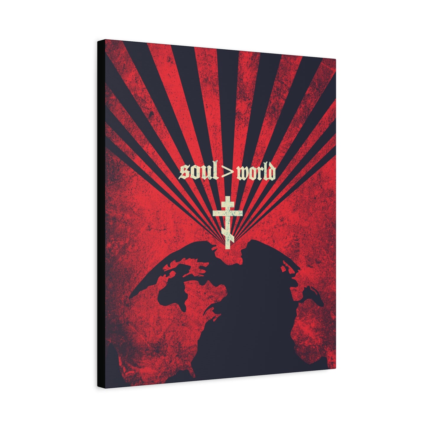What Shall it Profit a Man | Matthew 16:26 | Soul Is Greater Than World | Red Earth White Cross | Orthodox Christian Canvas Art