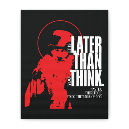 It's Later Than You Think | Seraphim Rose | Minimal Red Design with Halo | Apocalyptic Ethos | Christian Canvas Art