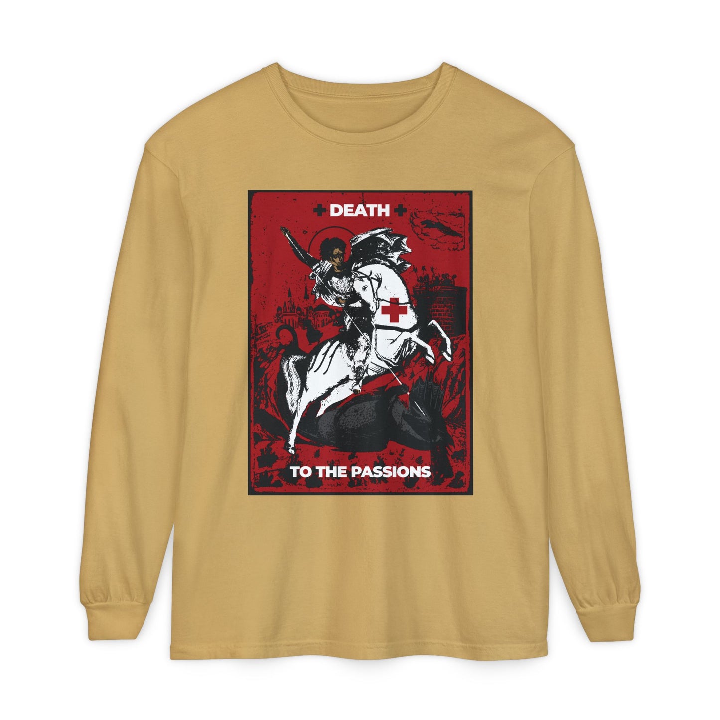 St George Slaying the Dragon | Death to the Passions | Unseen Warfare | Ascetic Orthodox Christianity | Heavy Cotton Long Sleeve T-Shirt
