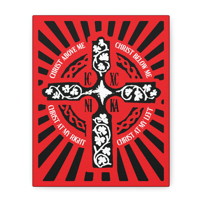 Red ICXC NIKA Enniskillen Celtic Cross | Lorica of St. Patrick | Shield Prayer | Orthodox Christian Canvas Art