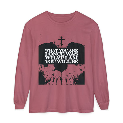 What You Are, I Once Was. What I Am, You Will Be | Memento Mori | Red Skull Remembrance of Death | Orthodox Christian Long Sleeve Shirt