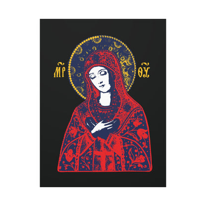 Joy of All Joys Tenderness Theotokos Iconographic Based on Traditional Orthodox Iconography | Red Design | Orthodox Christian Canvas Art