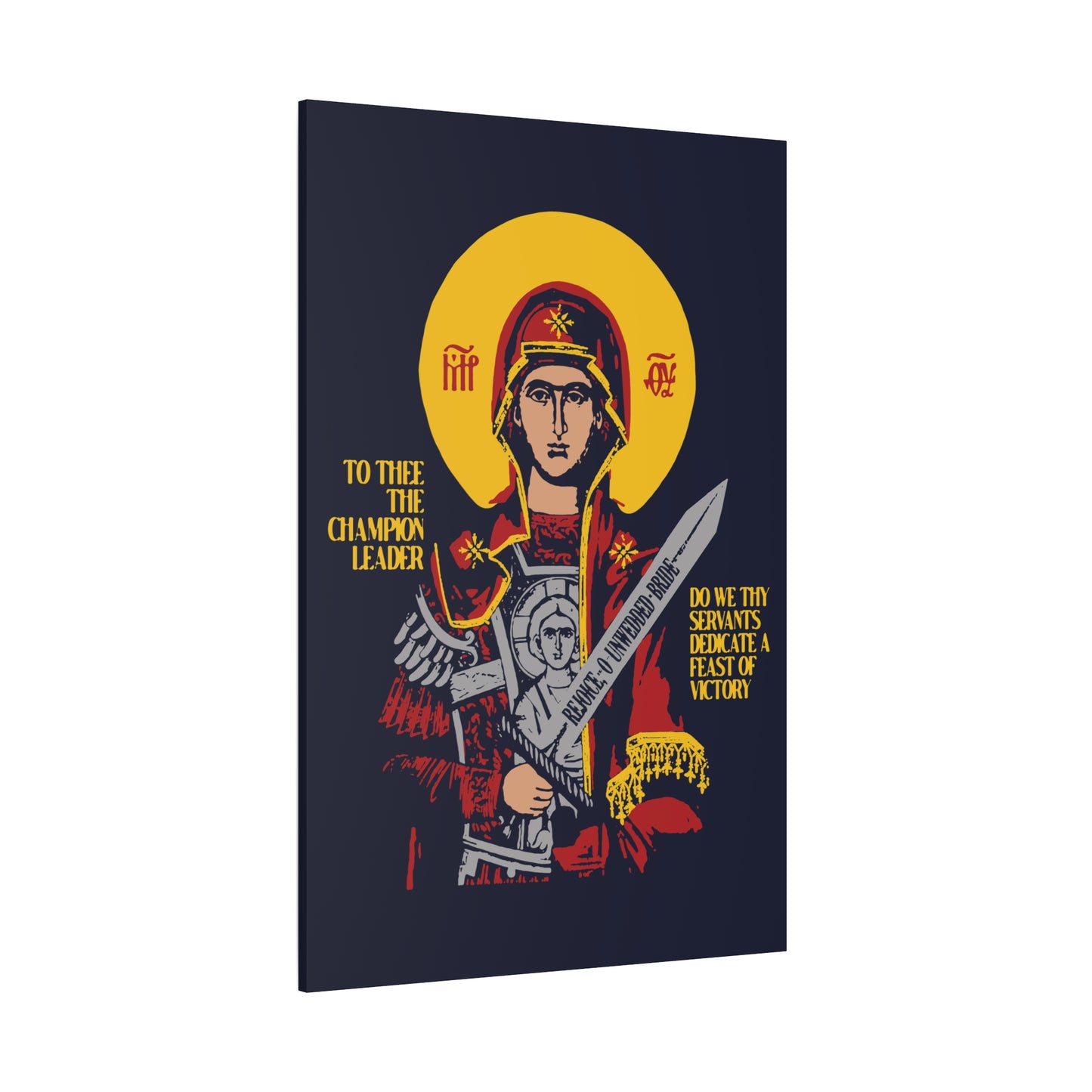 To Thee the Champion Leader | Mother of God | Theotokos with Sword IconoGraphic | Orthodox Christian Canvas Art