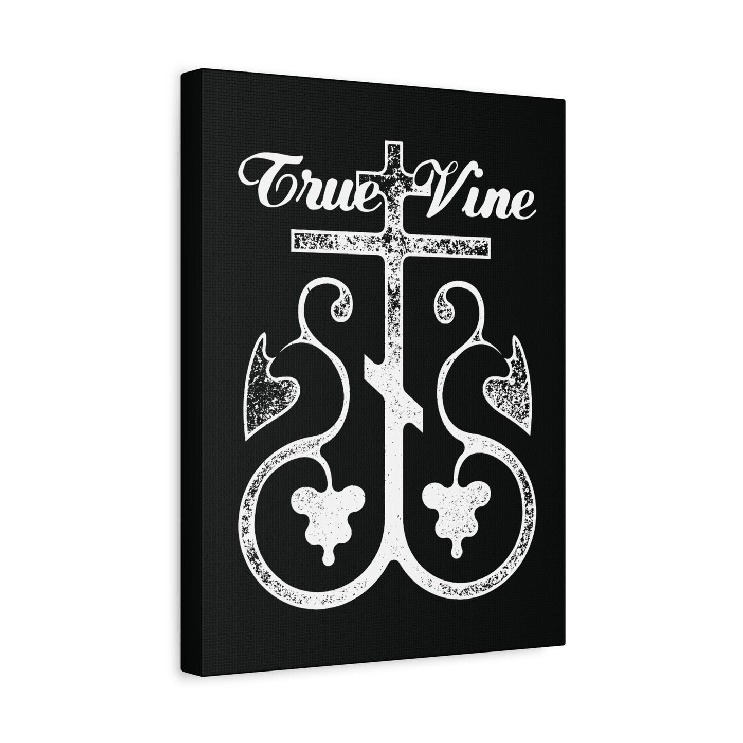 I Am the True Vine (John 15, Ezekiel 15) | Orthodox Cross with Grape Vine | Photocopy Effect | Orthodox Christian Canvas Wall Art