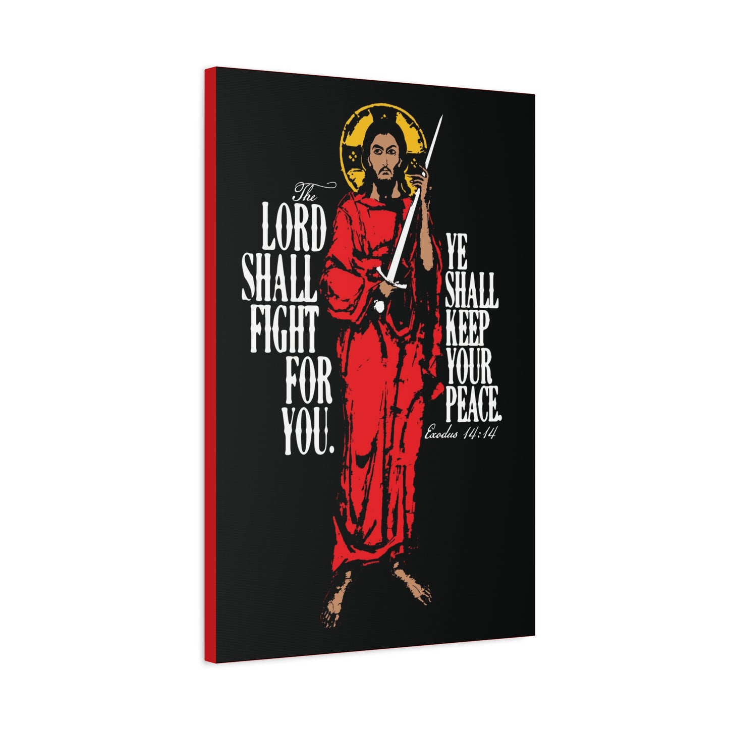 The Lord Shall Fight For You (Exodus 14:14) | Jesus Christ with Sword IconoGraphic | Orthodox Christian Canvas Art