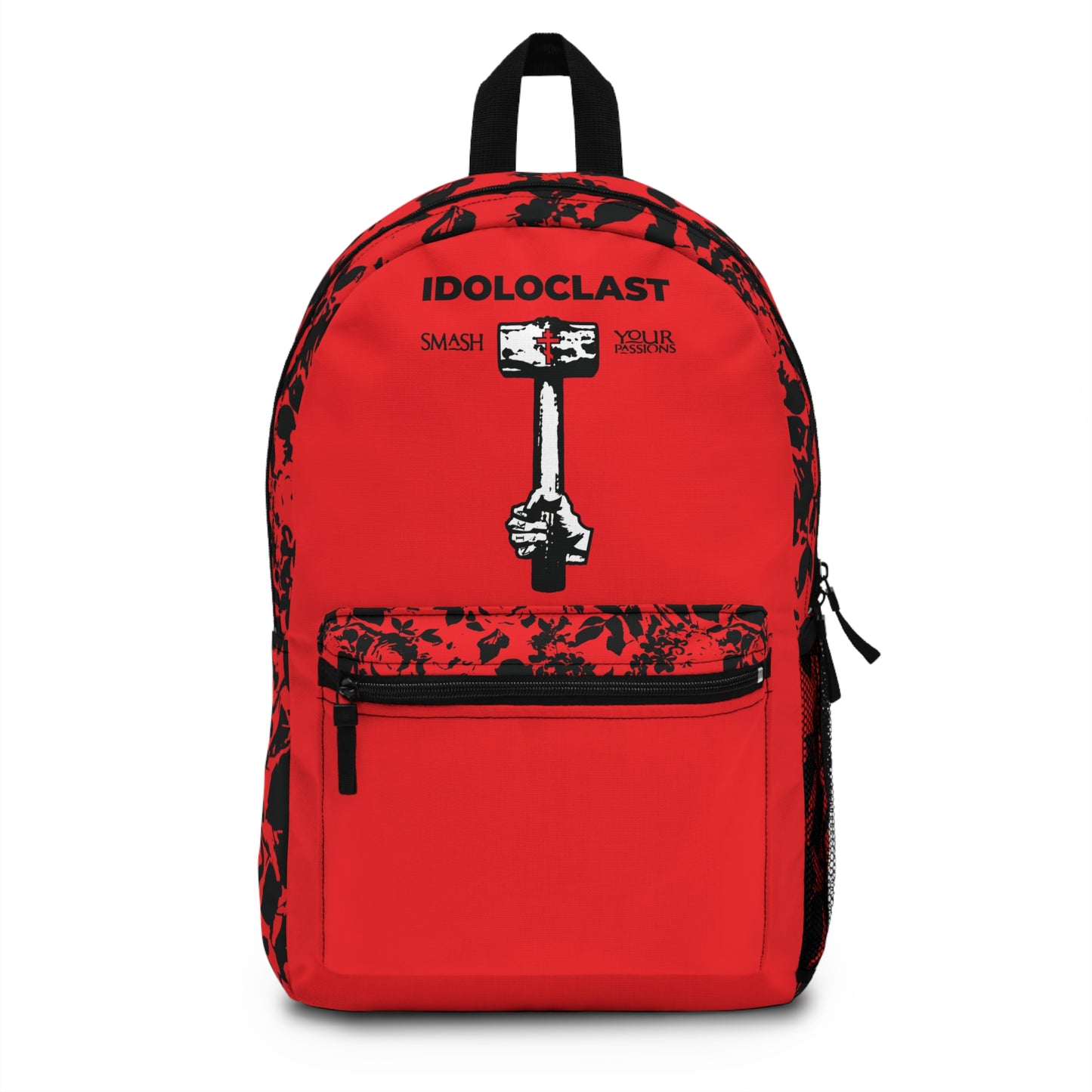 Idoloclast Idol-Smasher | Jesus NIKA Fist w/ Sledgehammer on Red Background | Smash Your Passions | Orthodox Christian Backpack