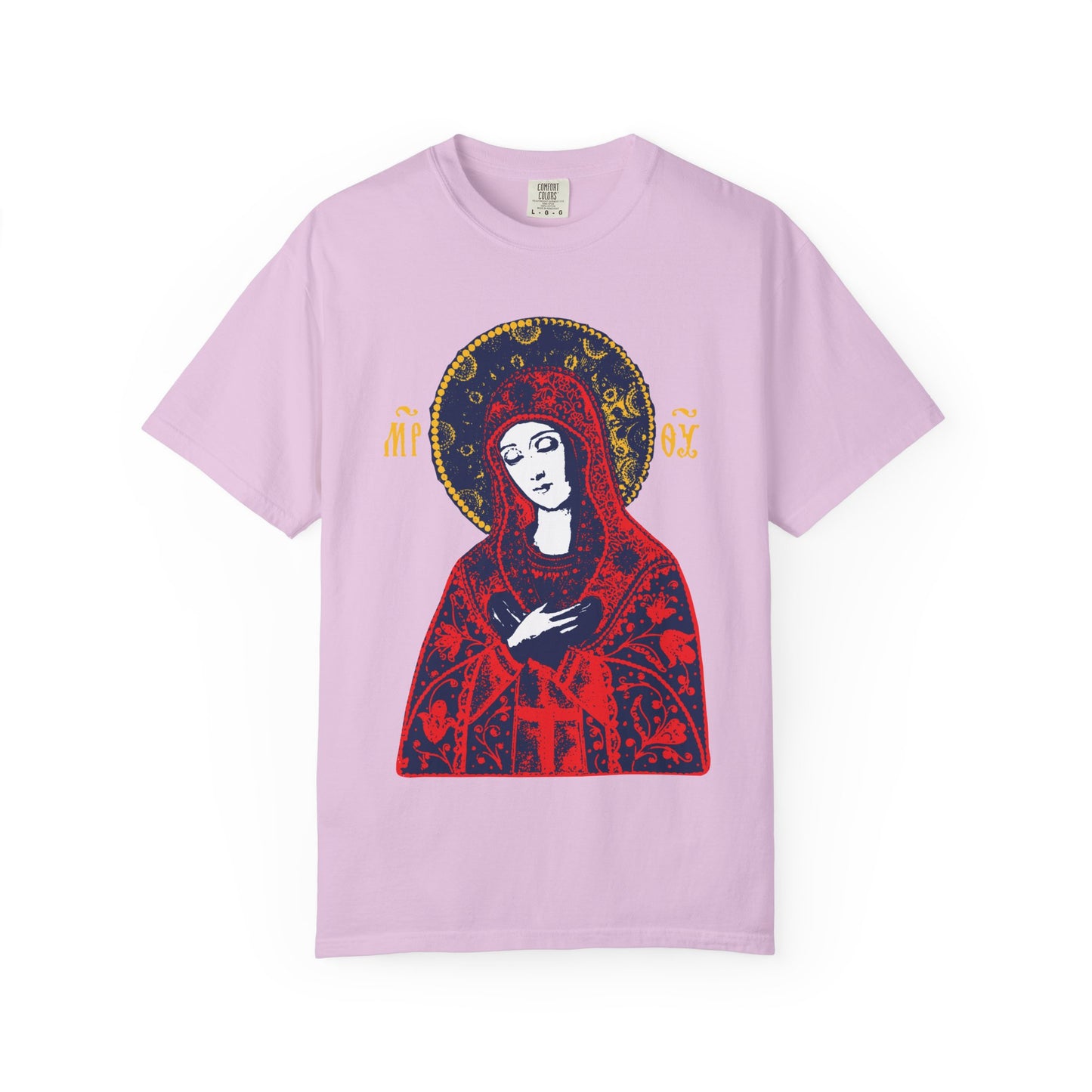 Joy of All Joys Tenderness Theotokos Iconographic Based on Traditional Orthodox Iconography | Christian Heavyweight Cotton Unisex T-Shirt